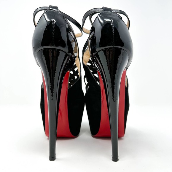 Christian Louboutin Carlota Platform Heels Pumps Suede Black EU 37 US 7 - Picture 4 of 12